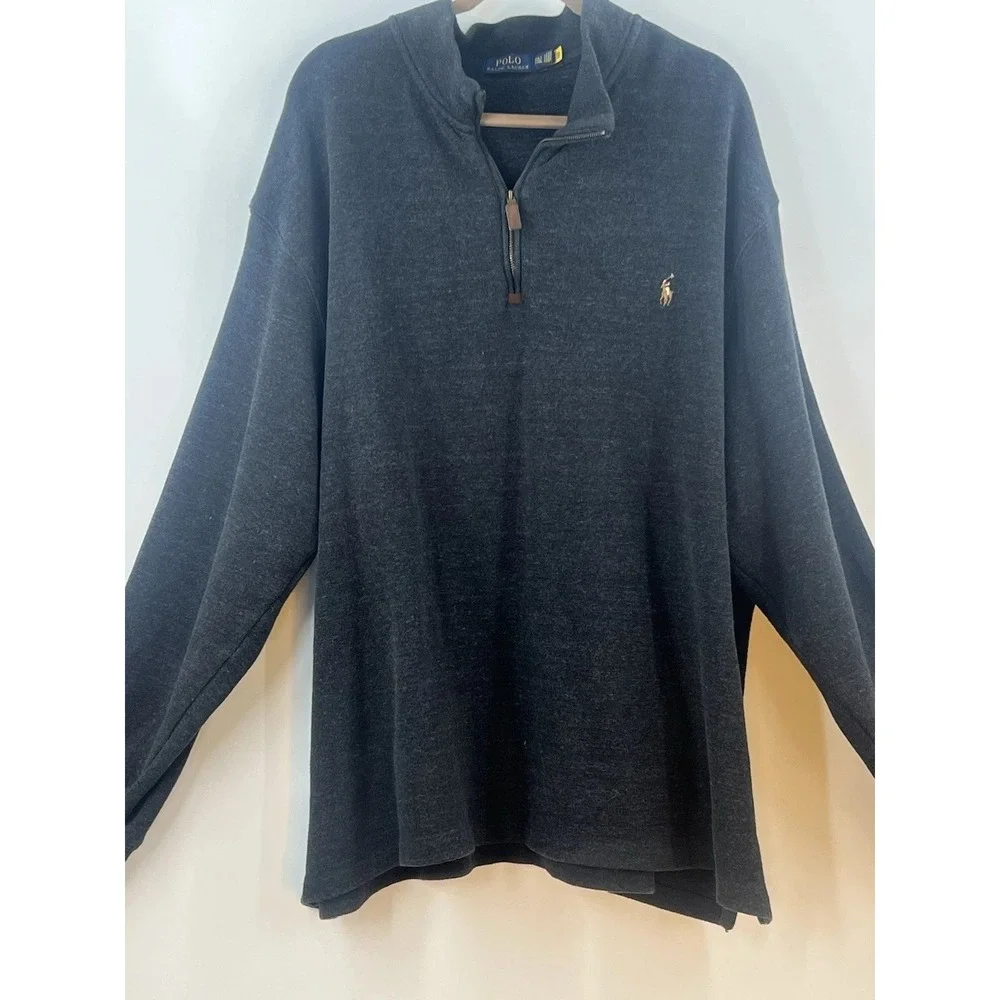 Polo Ralph Lauren Old Money Quarter Zip Pullover Mens 3XLT Quiet Luxury Gray